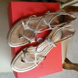 Ivanka Trump Silver and Cream Sandals